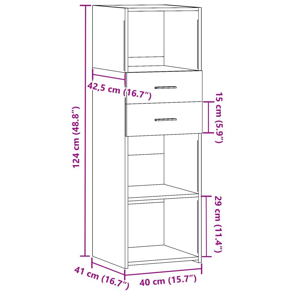 vidaXL Ντουλάπι Γκρι Σκυρ. 40x42,5x124 εκ. από Επεξεργασμένο Ξύλο