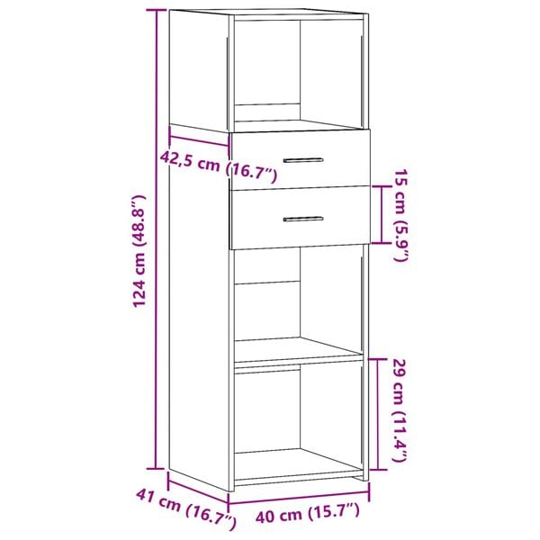 vidaXL Ντουλάπι Γκρι Σκυρ. 40x42,5x124 εκ. από Επεξεργασμένο Ξύλο