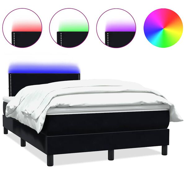 vidaXL &Kappa;&rho;&epsilon;&beta;ά&tau;&iota; Boxspring &mu;&epsilon; &Sigma;&tau;&rho;ώ&mu;&alpha; & LED &Mu;&alpha;ύ&rho;&omicron; 120x220 cm &Beta;&epsilon;&lambda;&omicron;ύ&delta;&iota;&nu;&omicron;