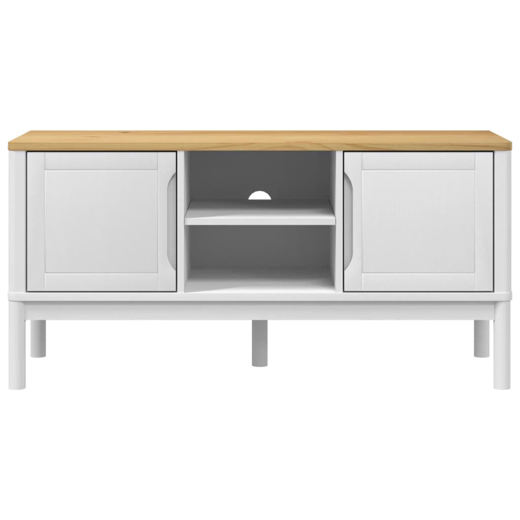 vidaXL Έπιπλο Τηλεόρασης FLORO Λευκό 114x43x55εκ από Μασίφ Ξύλο Πεύκου