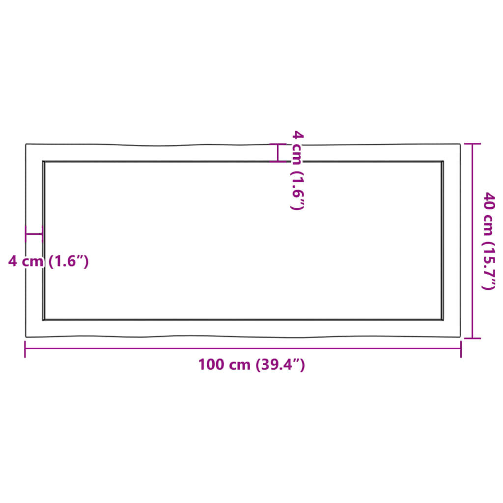 vidaXL Επιφ Τραπεζιού Αν Καφέ 100x40x(2-4)εκ.Ακατέργ. Μασίφ Ξύλο Δρυός