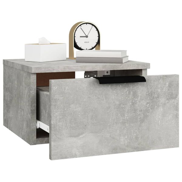 vidaXL Κομοδίνο Επιτοίχιο Γκρι Σκυροδέματος 34x30x20 εκ.