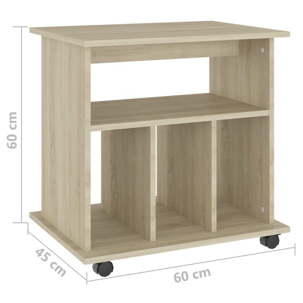 vidaXL Ντουλάπι Τροχήλατο Sonoma Δρυς 60 x 45 x 60 εκ. από Επεξ. Ξύλο