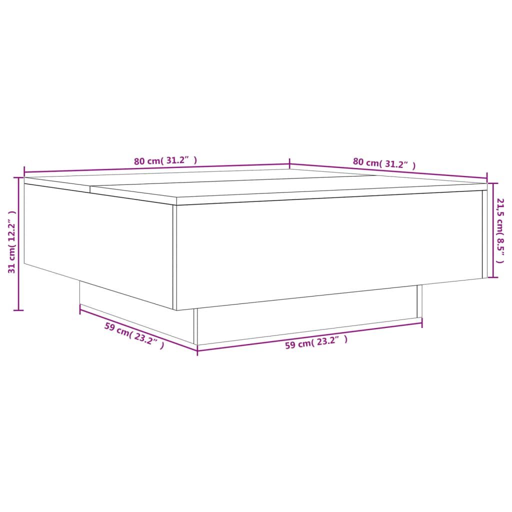 vidaXL Τραπεζάκι Σαλονιού με Φώτα LED Μαύρο 80x80x31 εκ.