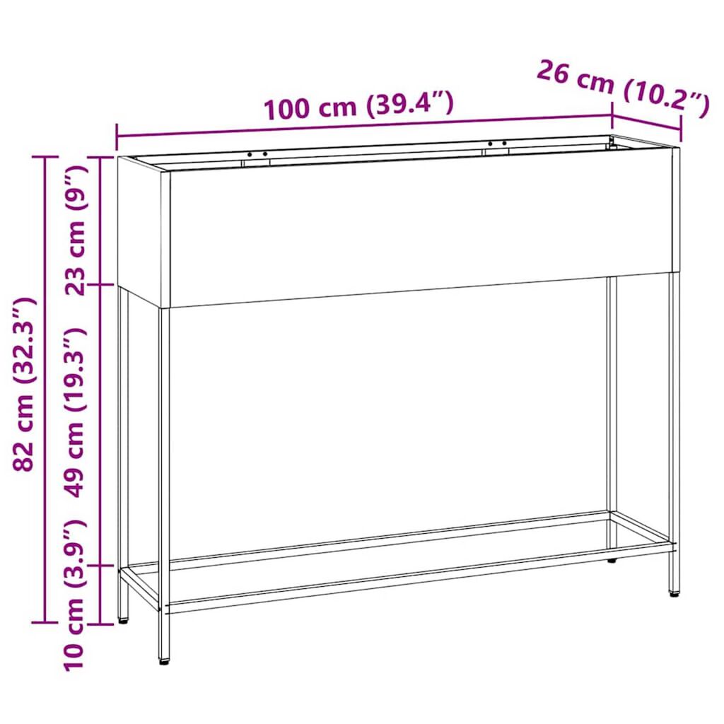vidaXL Υψωμένη Γλάστρα Κήπου Ασημί 100 x 26 x 82 εκ