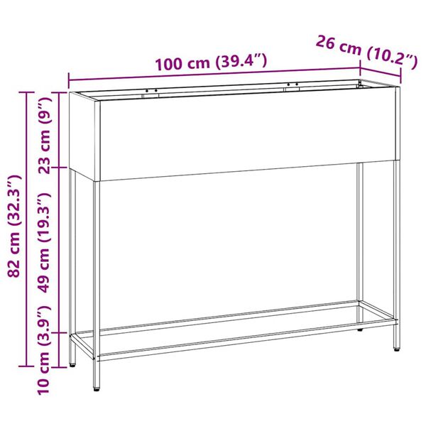 vidaXL Υψωμένη Γλάστρα Κήπου Ασημί 100 x 26 x 82 εκ
