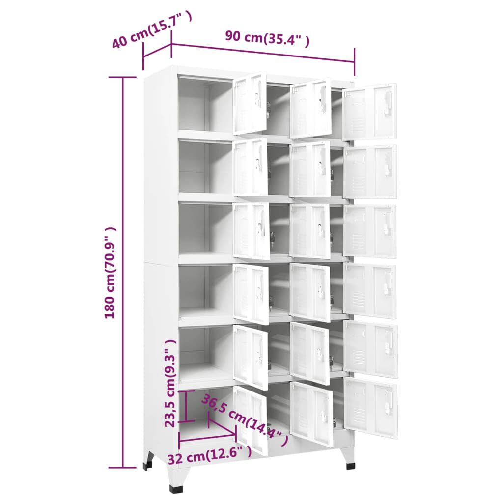 vidaXL Φοριαμός 90 x 40 x 180 εκ. Μεταλλικός με 18 Τμήματα