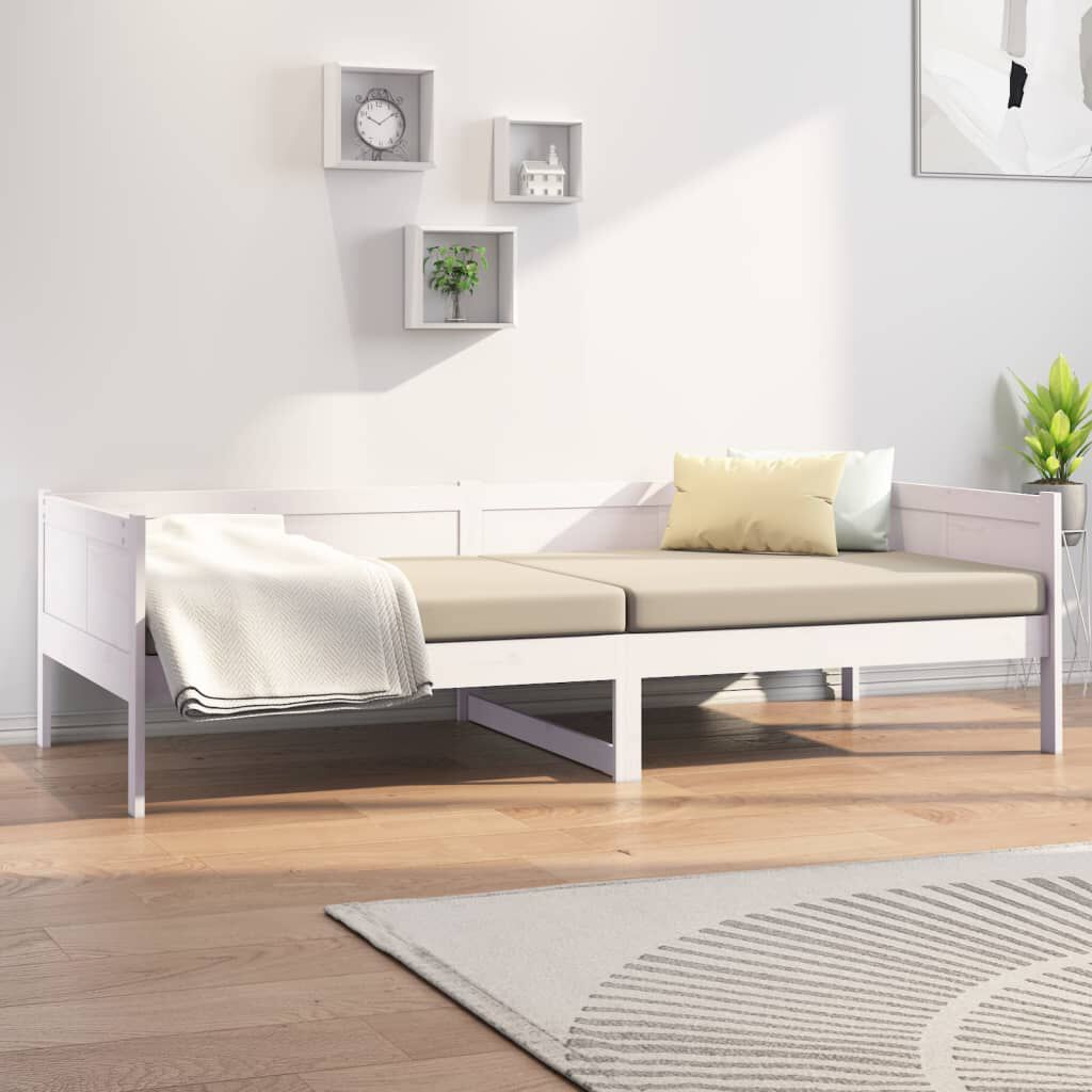 vidaXL Καναπές Κρεβάτι Λευκός 90 x 190 εκ. από Μασίφ Ξύλο Πεύκου