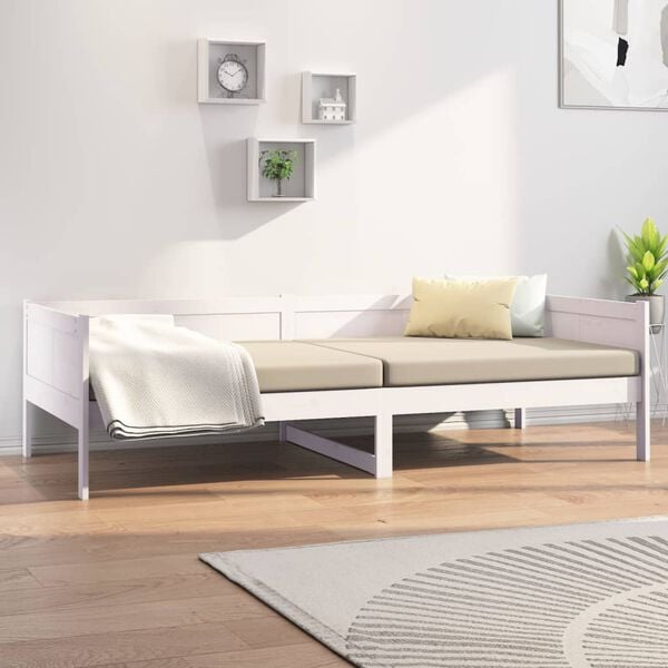 vidaXL Καναπές Κρεβάτι Λευκός 90 x 190 εκ. από Μασίφ Ξύλο Πεύκου