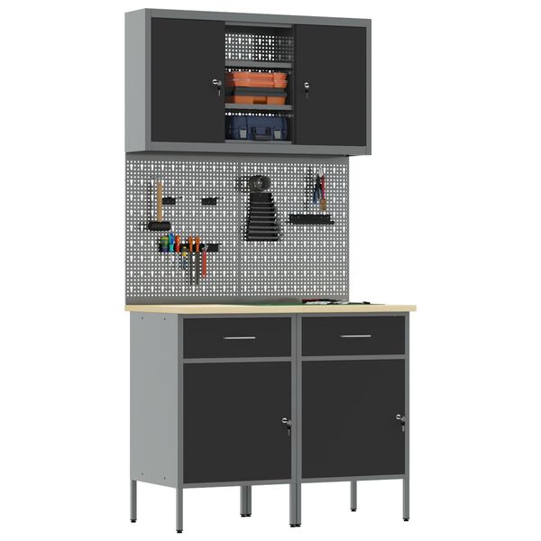 vidaXL Σετ Εργασίας 8 Τεμαχίων Γκρι Χάλυβα