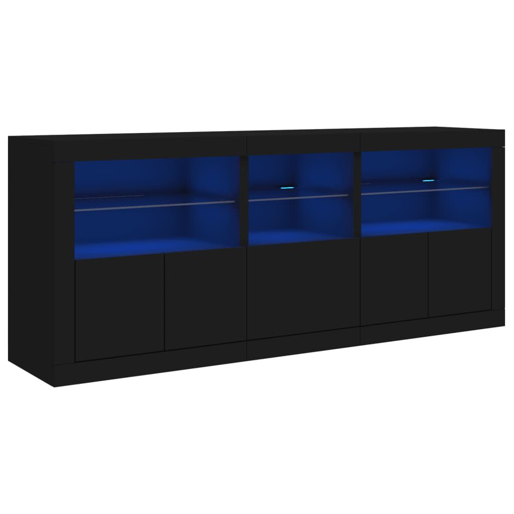 vidaXL Μπουφές με Φώτα LED Μαύρος 162 x 37 x 67 εκ.