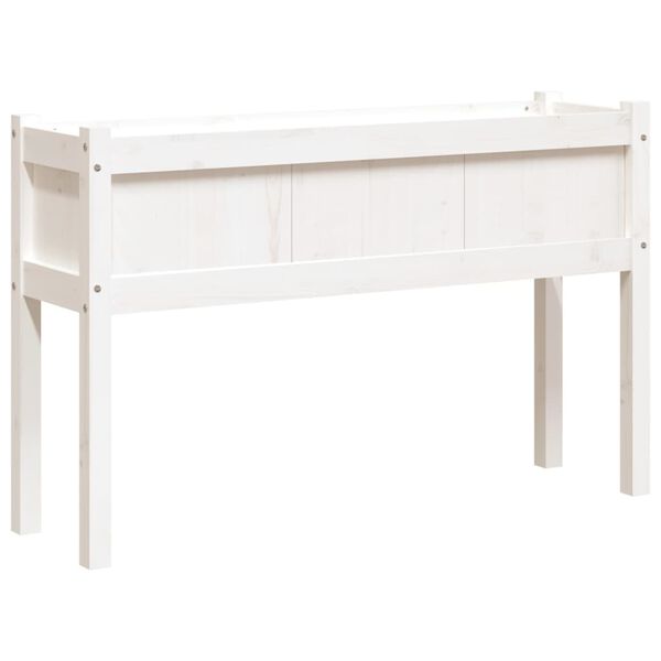 vidaXL Ζαρντινιέρα με Πόδια Λευκή 110x31x70 εκ. από Μασίφ Ξύλο Πεύκου
