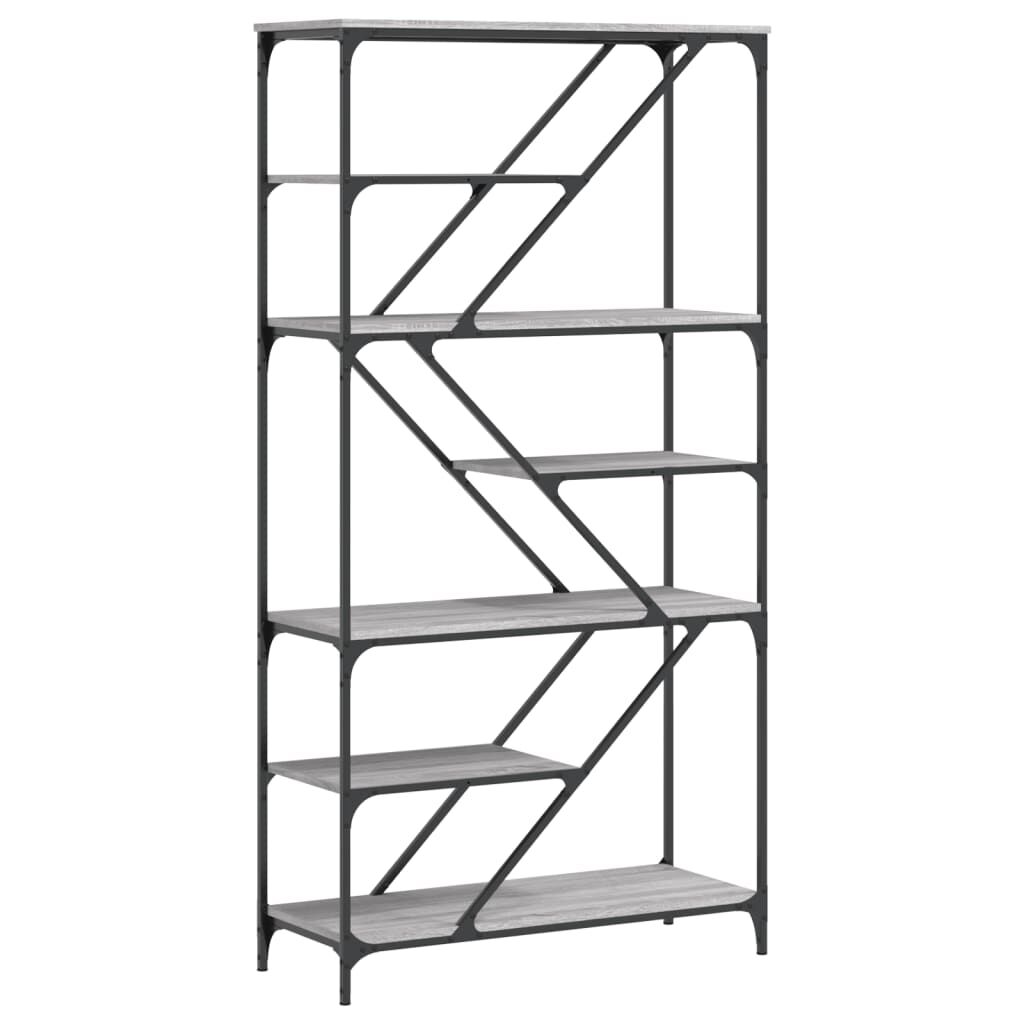 vidaXL Βιβλιοθήκη Γκρι Sonoma 91 x 36 x 176 εκ. Επεξεργ. Ξύλο / Ατσάλι