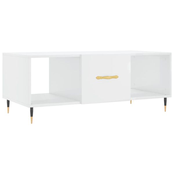 vidaXL Τραπεζάκι Σαλονιού Γυαλ. Λευκό 102x50x40 εκ. Επεξεργ. Ξύλο