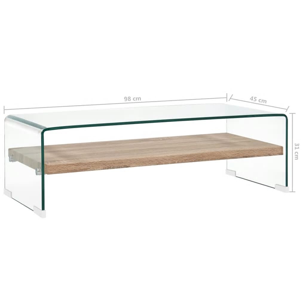 vidaXL Τραπεζάκι Σαλονιού Διάφανο 98 x 45 x 31 εκ. από Ψημένο Γυαλί