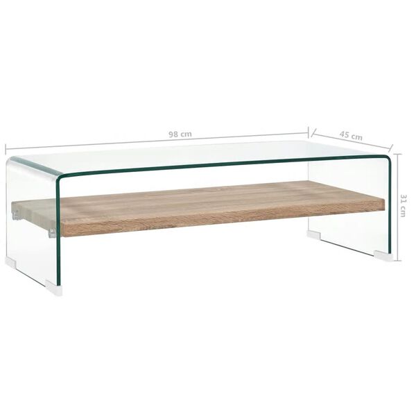 vidaXL Τραπεζάκι Σαλονιού Διάφανο 98 x 45 x 31 εκ. από Ψημένο Γυαλί