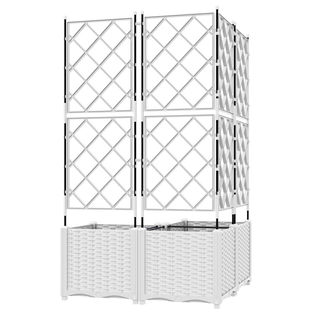 vidaXL Γλάστρα Κήπου με Πλέγμα 3 τεμ Λευκή 80x80x143 εκ