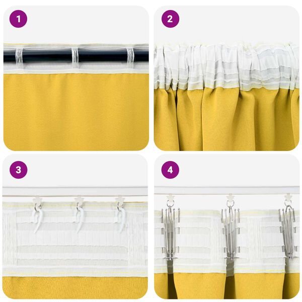 vidaXL Κουρτίνες 2 pcs κίτρινο μουσταρδί 245 x 140 εκ. Πολυεστέρας