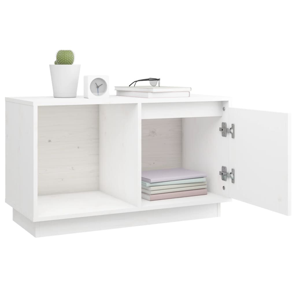 vidaXL Έπιπλο Τηλεόρασης Λευκό 74 x 35 x 44 εκ. από Μασίφ Ξύλο Πεύκου