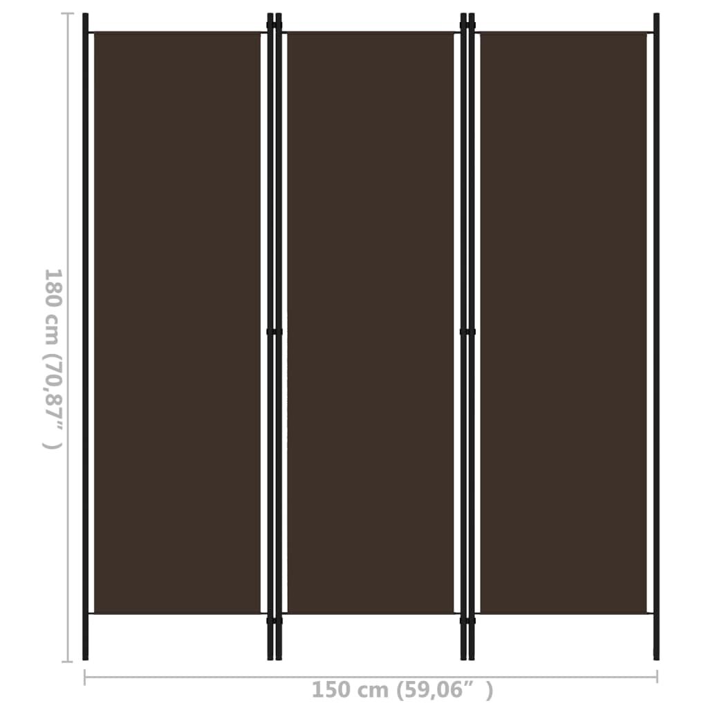 vidaXL Διαχωριστικό Δωματίου με 3 Πάνελ Καφέ 150 x 180 εκ.