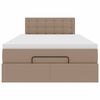 vidaXL Οθωμανικό κρεβάτι με στρώματα & LEDs Cappuccino Faux Leather