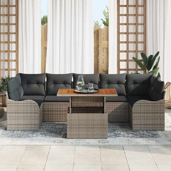 vidaXL Σετ Καναπέ Κήπου με μαξιλάρι 8 pcs Γκρι 100 x 55 x 73 εκ