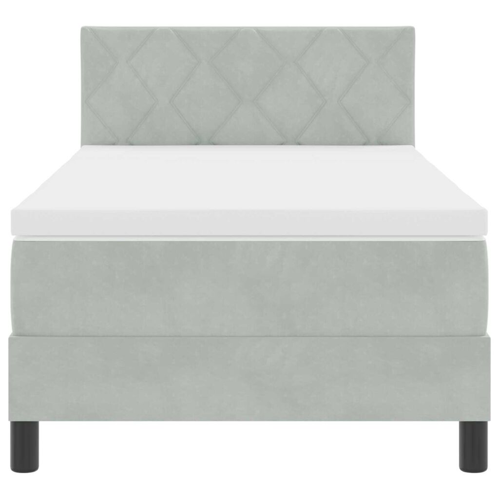 vidaXL κρεβάτι τύπου box spring με στρώμα & LED φως Γκρι 90x190 εκ Βελούδο