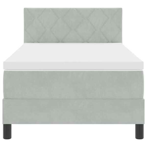 vidaXL κρεβάτι τύπου box spring με στρώμα & LED φως Γκρι 90x190 εκ Βελούδο