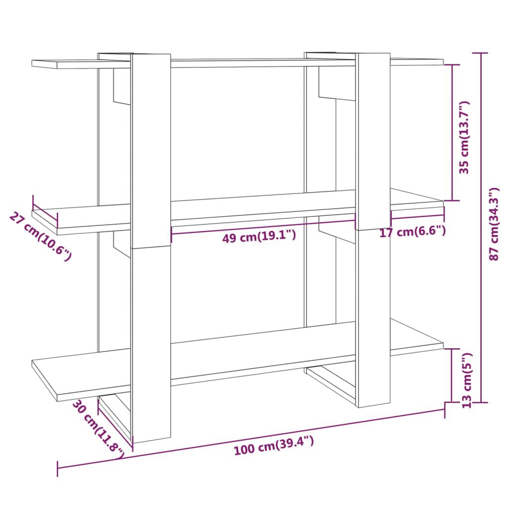vidaXL Βιβλιοθήκη/Διαχωριστικό Χώρου Λευκό 100 x 30 x 87 εκ.