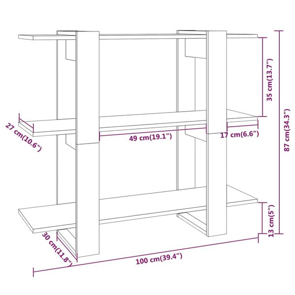 vidaXL Βιβλιοθήκη/Διαχωριστικό Χώρου Λευκό 100 x 30 x 87 εκ.