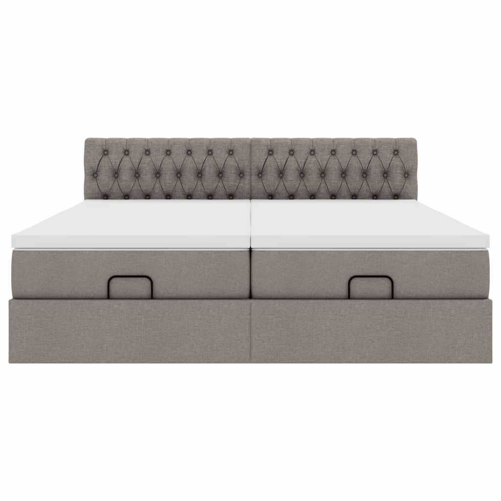 vidaXL Οθωμανικό κρεβάτι με στρώματα Taupe 200x200cm ύφασμα