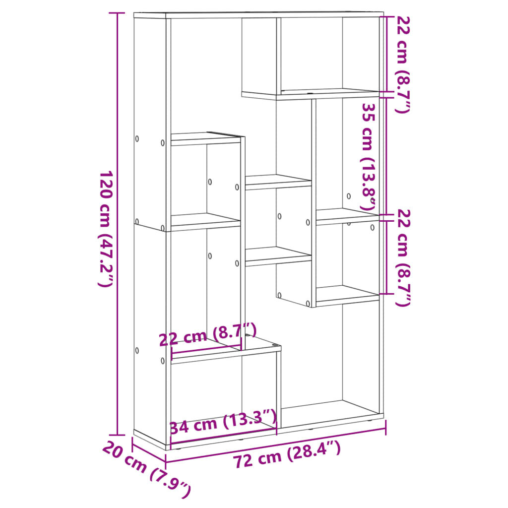 vidaXL Βιβλιοθήκη Καπνιστή Δρυς 72x20x120 εκ. από Επεξεργασμένο Ξύλο