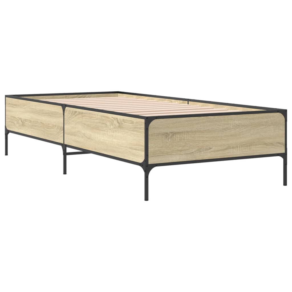 vidaXL Πλαίσιο Κρεβατιού Sonoma Δρυς 100x200 εκ. Επεξ. Ξύλο & Μέταλλο