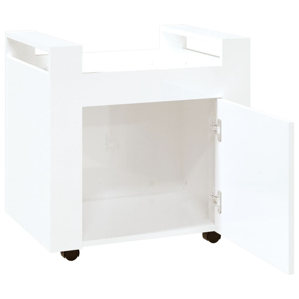 vidaXL Τρόλεϊ Γραφείου Γυαλ. Λευκό 60x45x60 εκ. από Επεξεργασμένο Ξύλο
