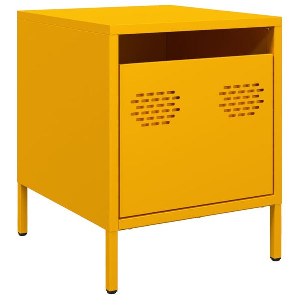 vidaXL Κομοδίνο Μουσταρδί 35x39x43,5 εκ. από Χάλυβα
