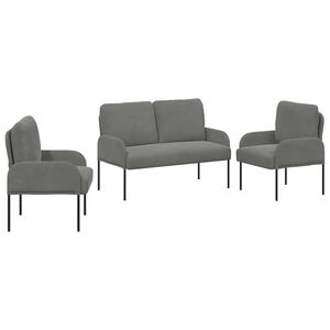 vidaXL &Sigma;&epsilon;&tau; &Kappa;&alpha;&nu;&alpha;&pi;έ 3 pcs &Sigma;&kappa;&omicron;ύ&rho;&omicron; &Gamma;&kappa;&rho;&iota; 115 x 56 x 80 &epsilon;&kappa; &Kappa;ό&nu;&tau;&rho;&alpha; &pi;&lambda;&alpha;&kappa;έ