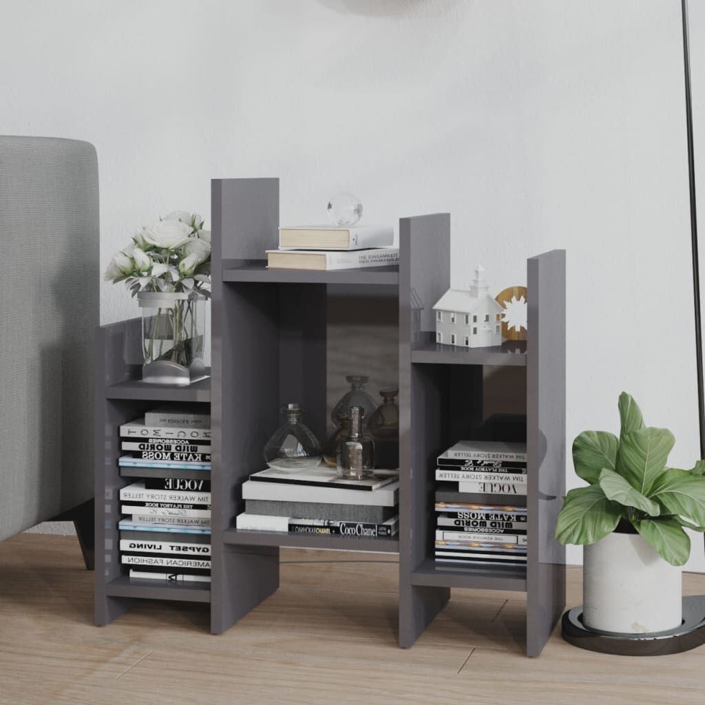 vidaXL Βοηθητικό Ντουλάπι Γυαλ. Γκρι 60 x 26 x 60 εκ. από Επεξ. Ξύλο