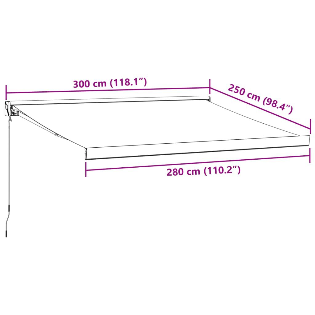 vidaXL Τέντα Πτυσσόμενη Χειροκίνητη Καφέ 300x250 εκ.