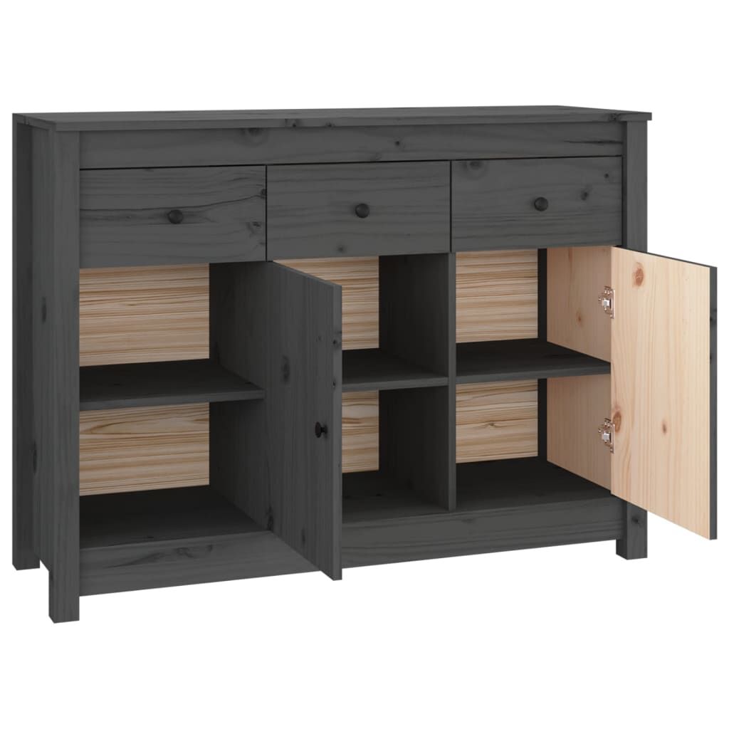 vidaXL Ντουλάπι Γκρι 100 x 35 x 74 εκ. από Μασίφ Ξύλο Πεύκου