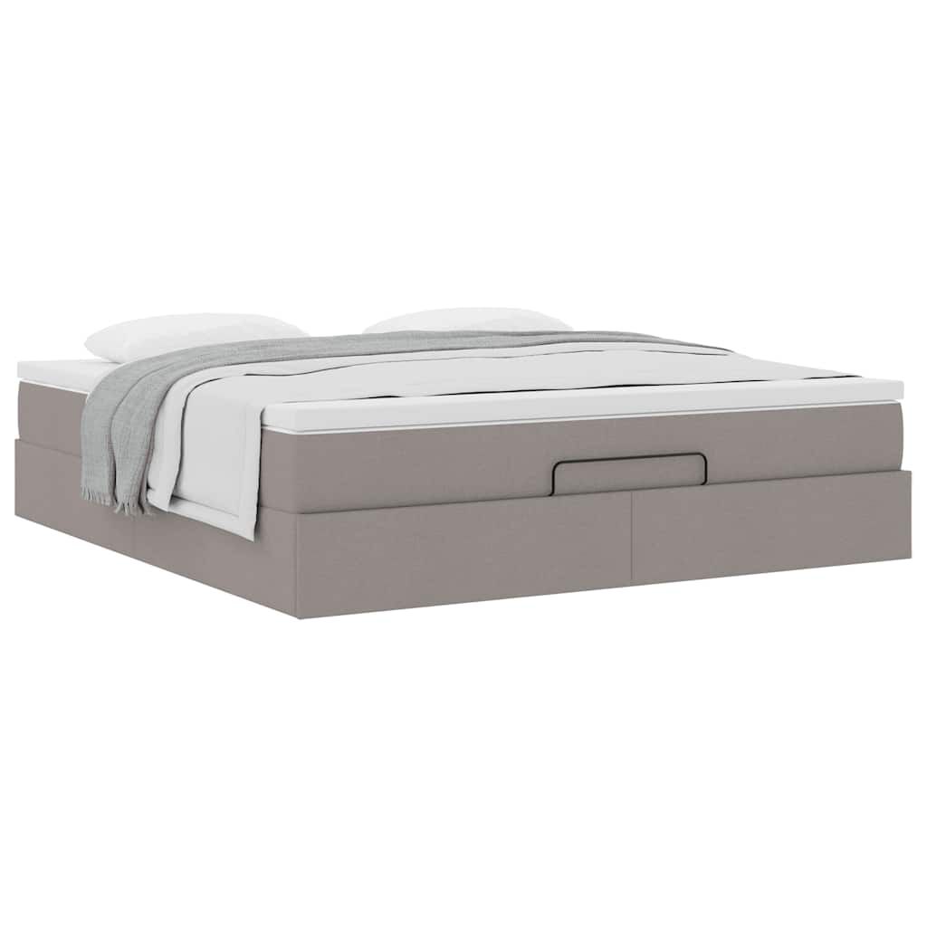 vidaXL Οθωμανικό κρεβάτι με στρώμα Taupe 180x200cm ύφασμα