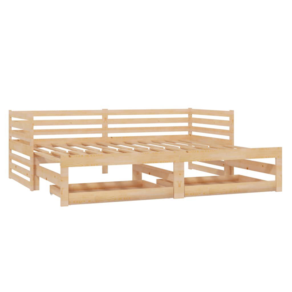 vidaXL Καναπές Κρεβάτι Συρόμενος 2x(90x200) εκ. από Μασίφ Ξύλο Πεύκου