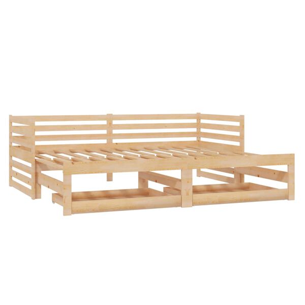 vidaXL Καναπές Κρεβάτι Συρόμενος 2x(90x200) εκ. από Μασίφ Ξύλο Πεύκου