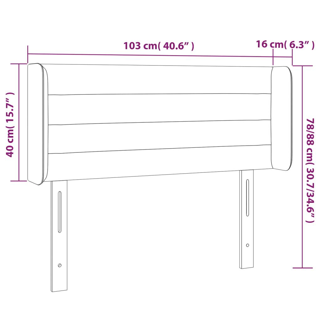 vidaXL Κεφαλάρι με Πτερύγια Σκούρο Γκρι 103x16x78/88 εκ. Βελούδινο