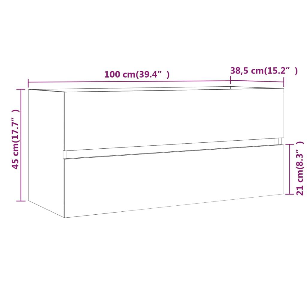 vidaXL Ντουλάπι Νιπτήρα Καφέ Δρυς 100x38,5x45 εκ. Επεξεργασμένο Ξύλο