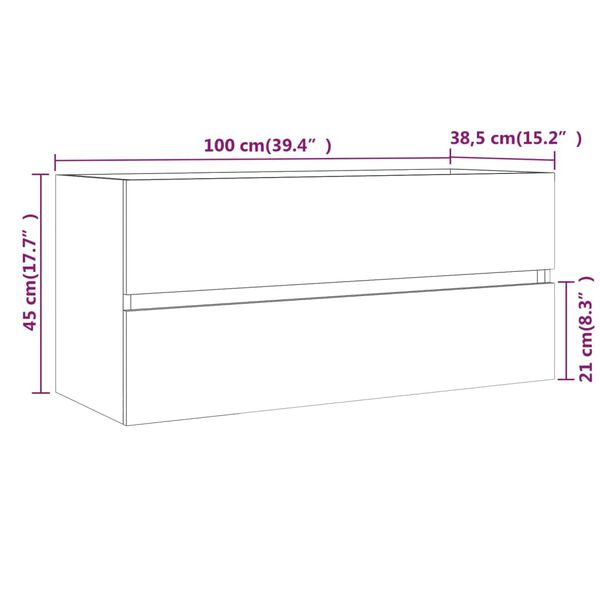 vidaXL Ντουλάπι Νιπτήρα Καφέ Δρυς 100x38,5x45 εκ. Επεξεργασμένο Ξύλο