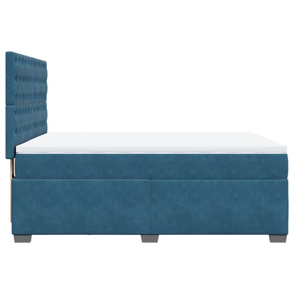 vidaXL Κρεβάτι Boxspring με Στρώμα Μπλε 160x200 εκ. Βελούδινο
