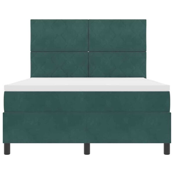 vidaXL Κρεβάτι με ελατήρια Σκούρο πράσινο 140 x 190 cm Βελούδο