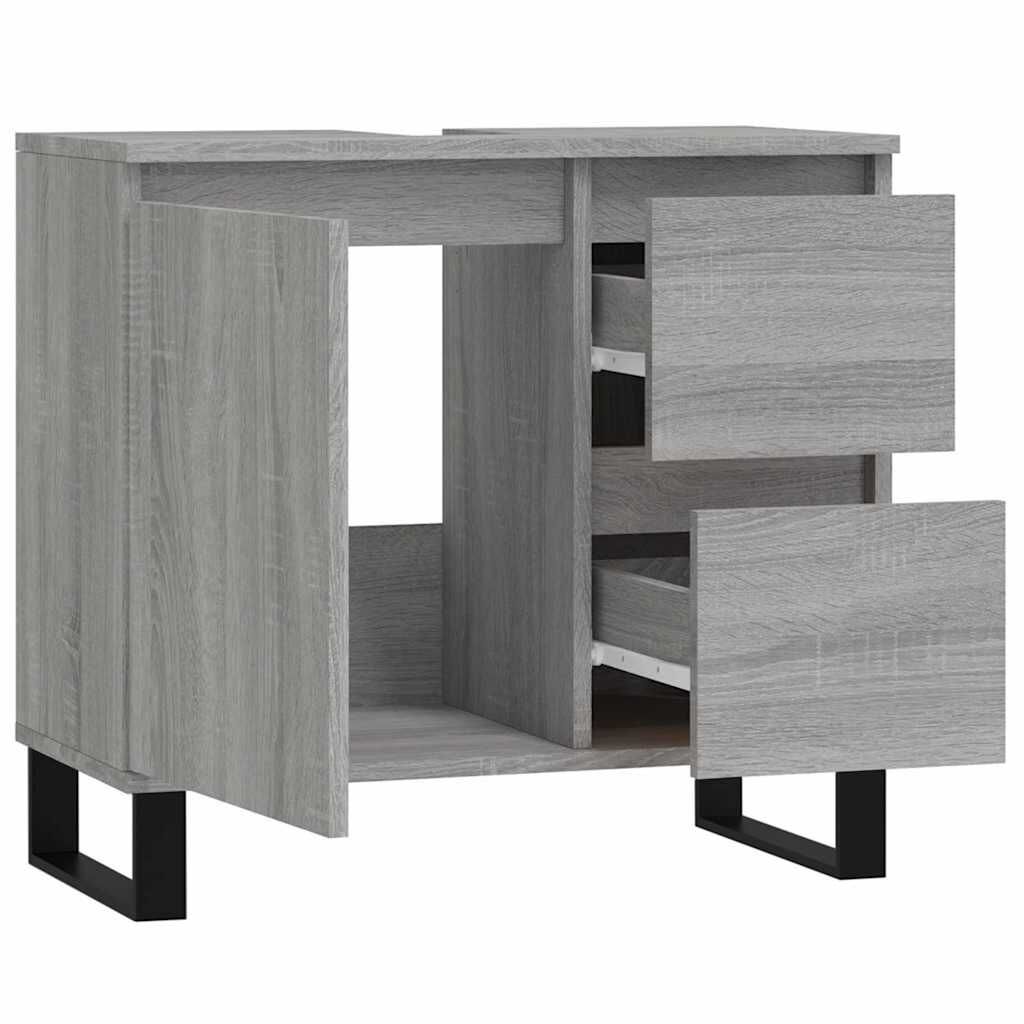 vidaXL Ντουλάπι Μπάνιου Γκρι Sonoma 65x33x60 εκ. Επεξεργασμένο Ξύλο