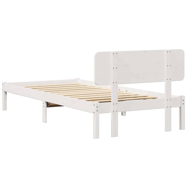 vidaXL Σκελετός Κρεβατιού Λευκό 90 x 200 cm Μασίφ ξύλο πεύκου