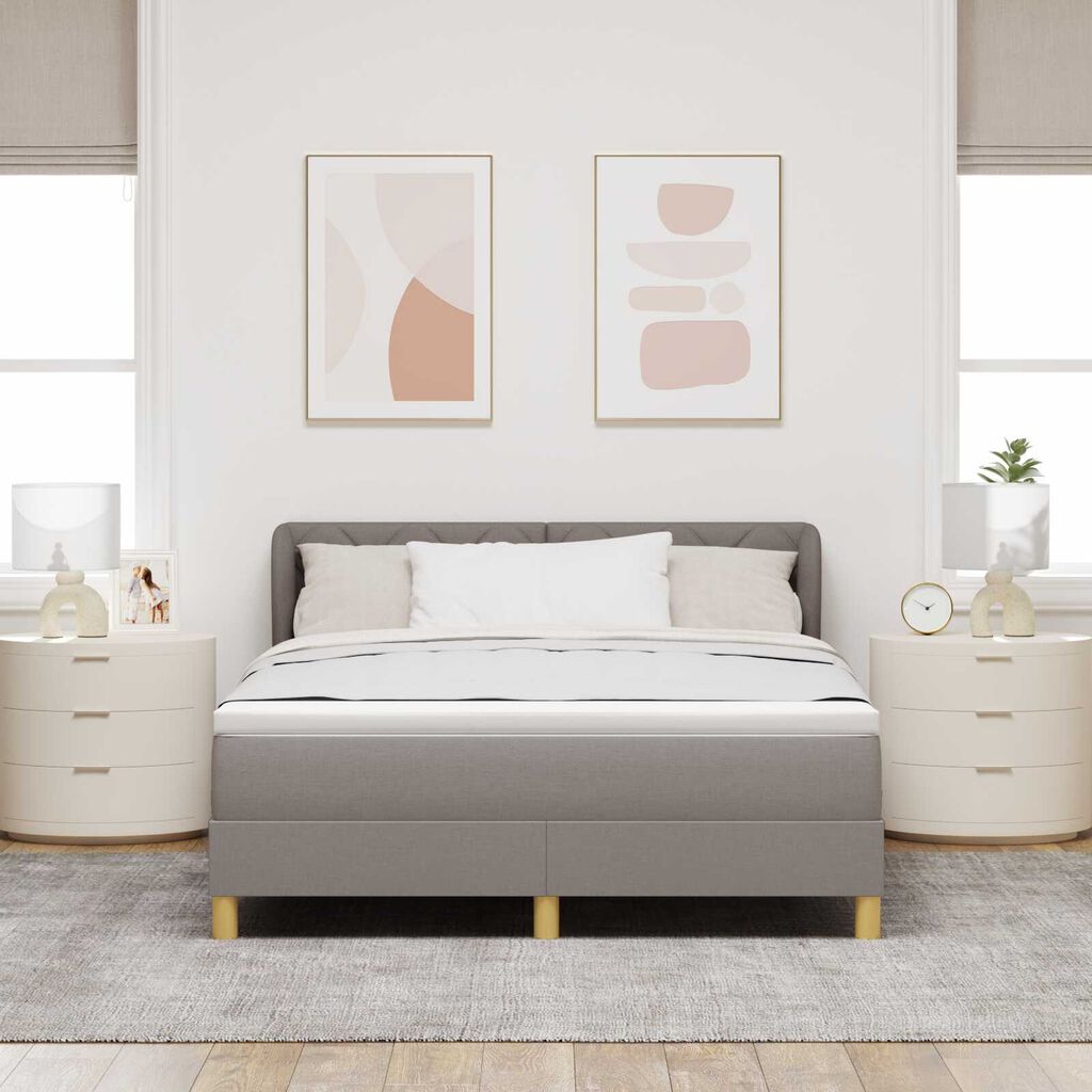 vidaXL Κρεβάτι Ανοιχτού Κουτιού με Στρώμα σε Taupe - 160x200 εκ Ύφασμα